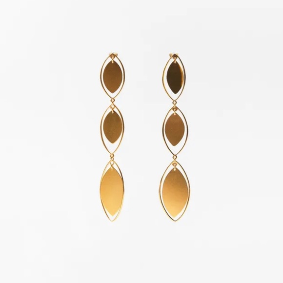 ZARA TRIPLE DIAMOND SHAPE EARRINGS - Picture 5 of 6